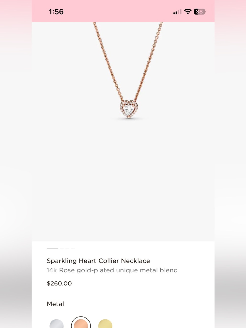 Rose gold Pandora necklace